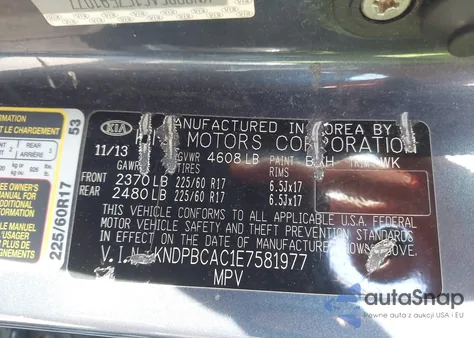 2014 Kia Sportage Lx из США, поврежденный, VIN KNDPBCAC1E7581977